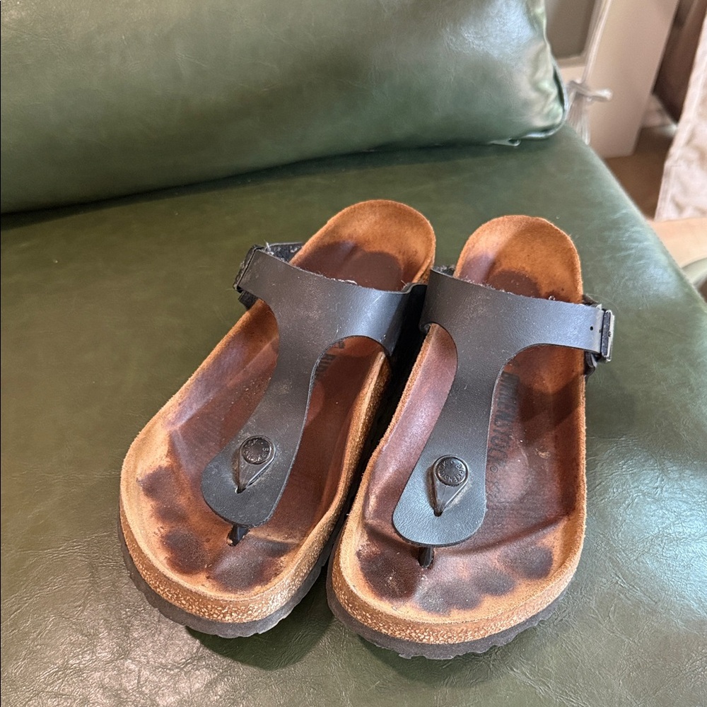 Birkenstock Black and Brown Leather Sandals